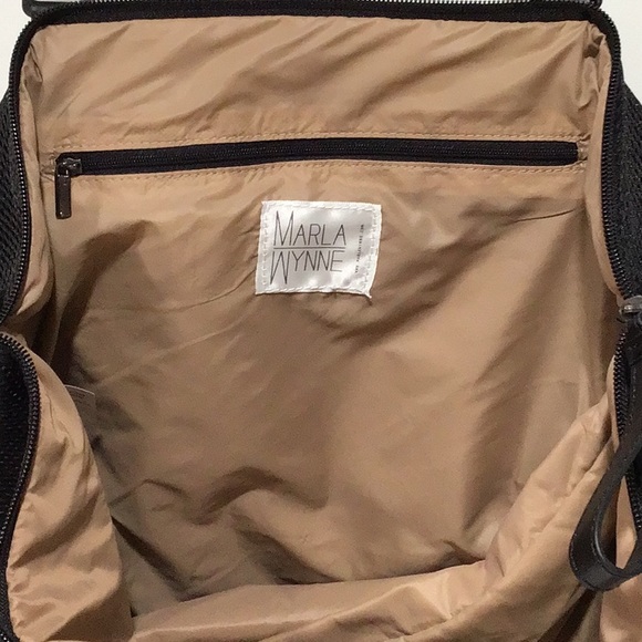 New MARLA WYNNE HSN Black Mesh Tote Shoulder Bag Leather Trim and Hidden Pockets - Picture 10 of 15